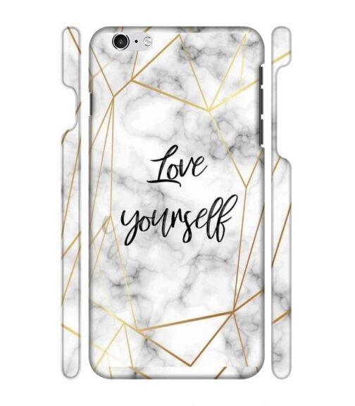 Blacky smoke with gold pattern with text love yourself iPhone 6 Mobile Cover