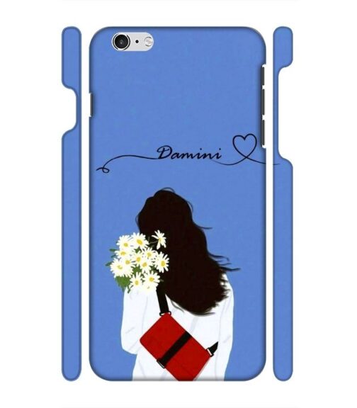 Sweet girl with back pose with flower Customize Text iPhone 6 Mobile Cover