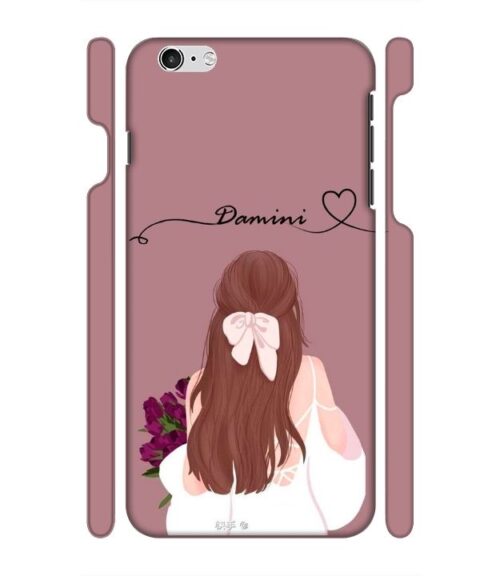 Sweet girl with back pose Customize Text iPhone 6 Mobile Cover