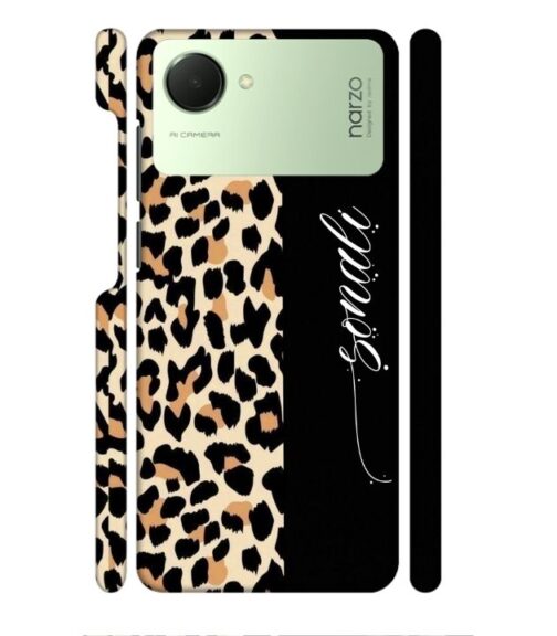 Half tiger skin & half black Pattern Realme Narzo 50i Prime Mobile Cover