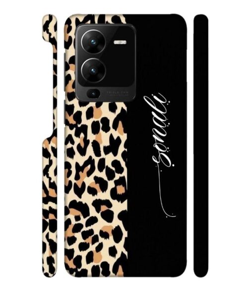 Half tiger skin & half black Pattern Vivo Y35 Mobile Cover