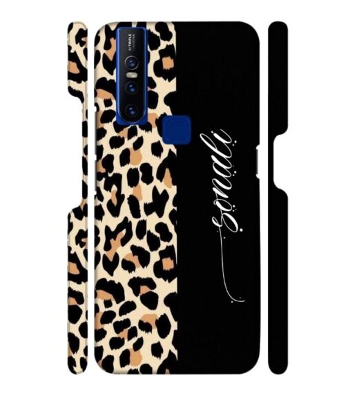 Half tiger skin & half black Pattern Vivo V15 Mobile Cover