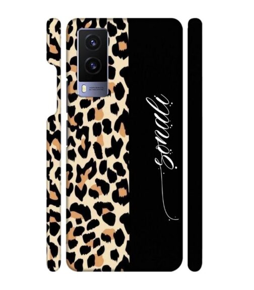 Half tiger skin & half black Pattern Vivo V21 E Mobile Cover