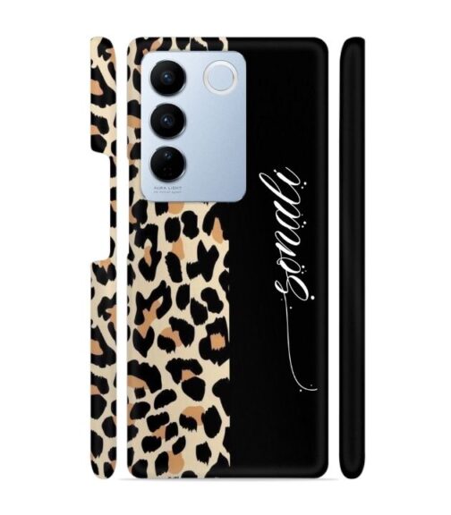 Half tiger skin & half black Pattern Vivo V27 5G Mobile Cover