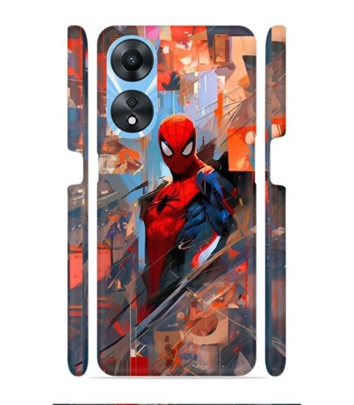 Spiderman graphics with mirror effect Oppo A78 4G Mobile Cover