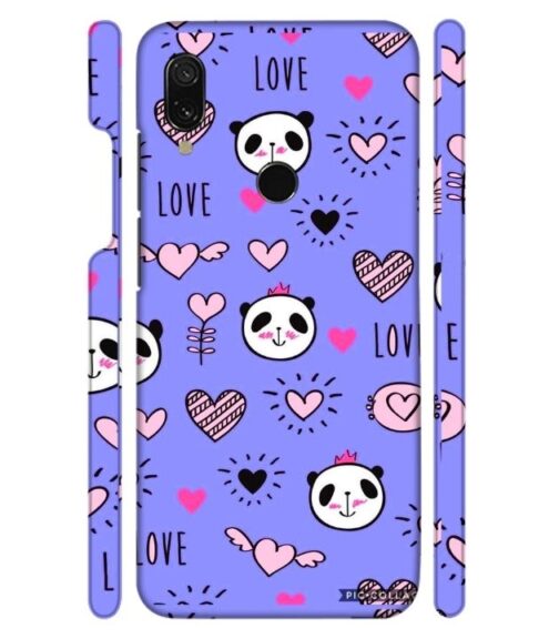Love text with panda emoji Redmi 7 Mobile Cover