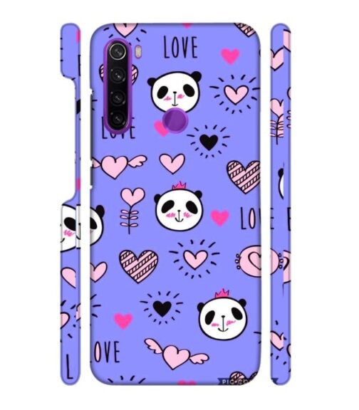 Love text with panda emoji Redmi Note 8 Mobile Cover