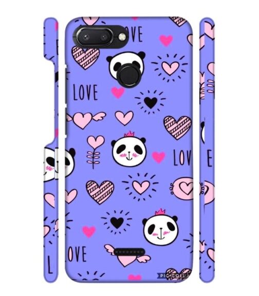 Love text with panda emoji Redmi 6 Mobile Cover