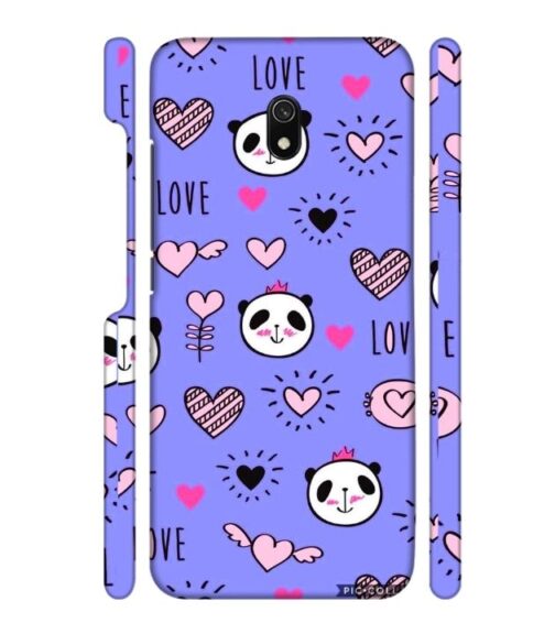 Love text with panda emoji Redmi 8 A Mobile Cover