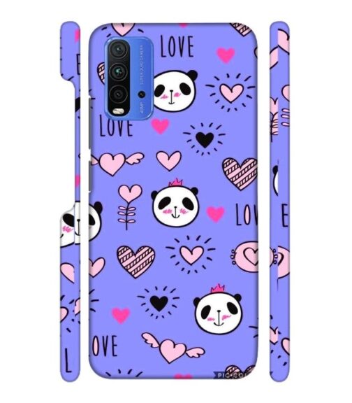 Love text with panda emoji Redmi 9 Power Mobile Cover