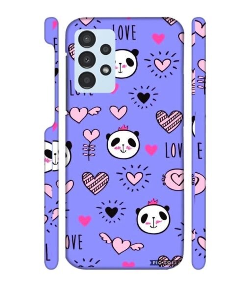 Love text with panda emoji Samsung Galaxy M32 5G Mobile Cover