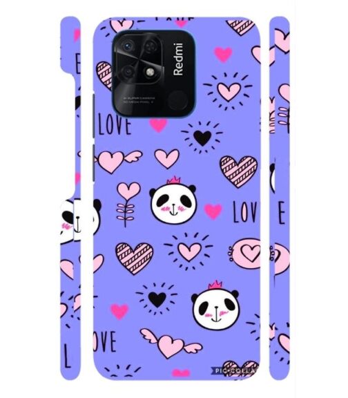 Love text with panda emoji Redmi 10 Mobile Cover