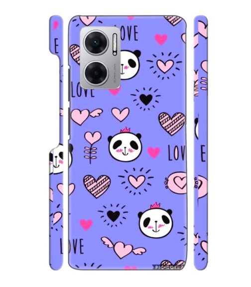 Love text with panda emoji Redmi 11 Prime (5G) Mobile Cover