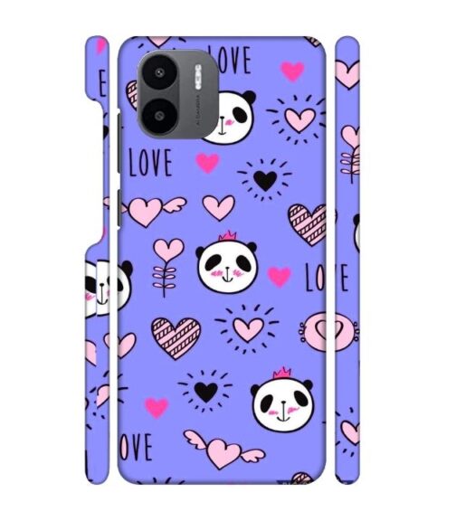 Love text with panda emoji Redmi A2 Mobile Cover