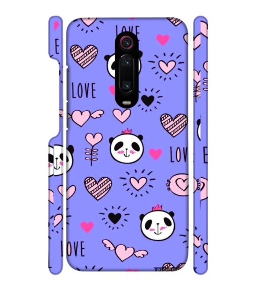 Love text with panda emoji Redmi K20 Mobile Cover