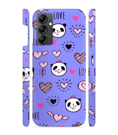 Love text with panda emoji Samsung Galaxy F13 5G Mobile Cover