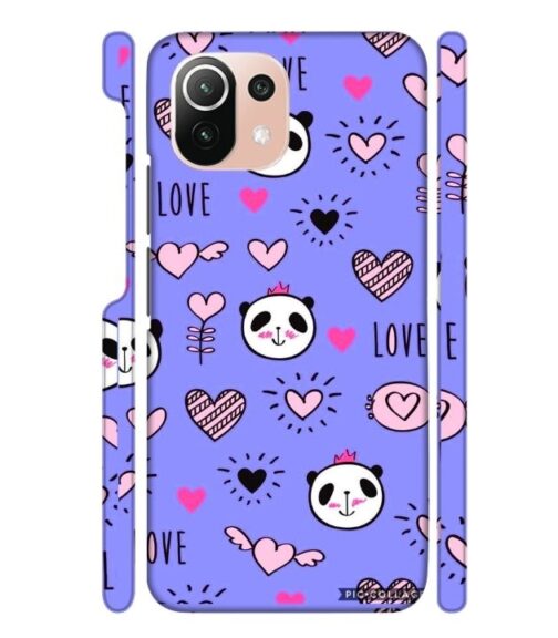 Love text with panda emoji Mi 11 Lite Mobile Cover