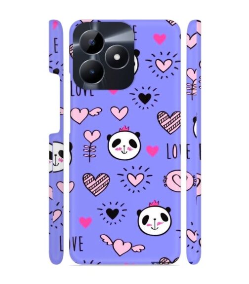 Love text with panda emoji Realme C53 Mobile Cover