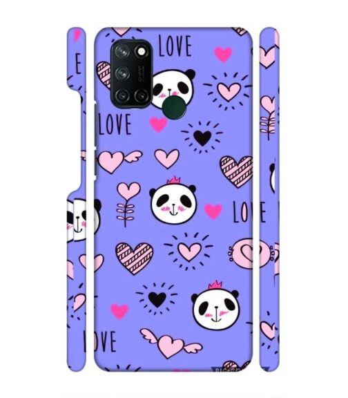 Love text with panda emoji Realme 7i Mobile Cover