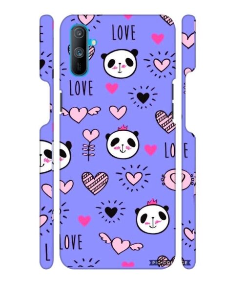 Love text with panda emoji Realme C3 Mobile Cover