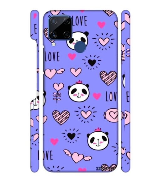 Love text with panda emoji Realme C15 Mobile Cover