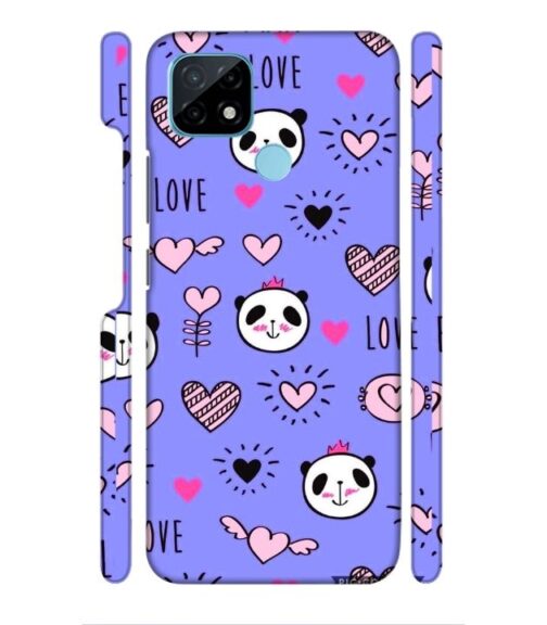 Love text with panda emoji Realme C21 Mobile Cover