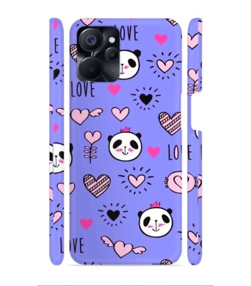 Love text with panda emoji Realme 9i (5G) Mobile Cover