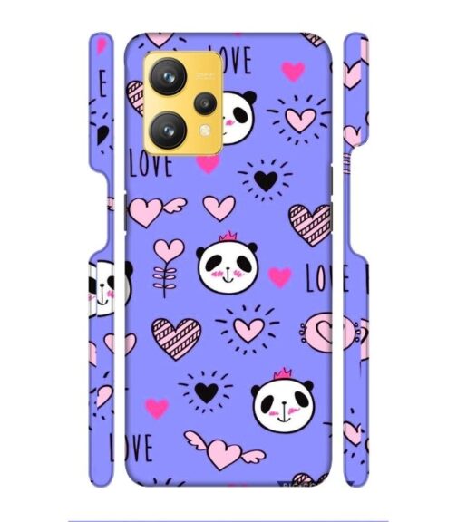 Love text with panda emoji Realme 9 Mobile Cover