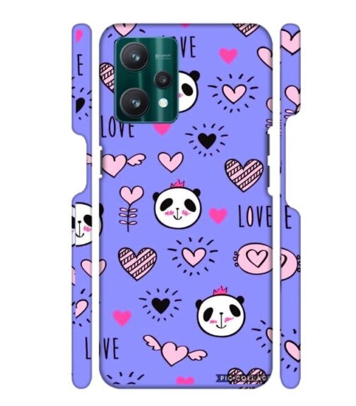 Love text with panda emoji Realme 9 Pro Mobile Cover