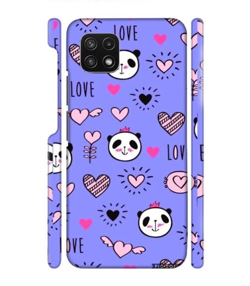 Love text with panda emoji Samsung Galaxy A22 (5G) Mobile Cover
