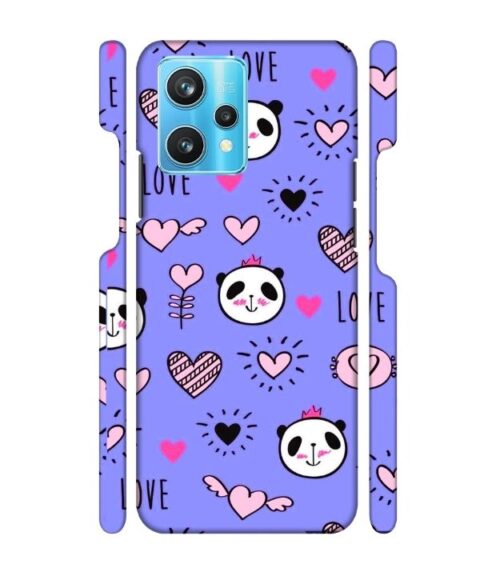 Love text with panda emoji Realme 9 Pro Plus Mobile Cover