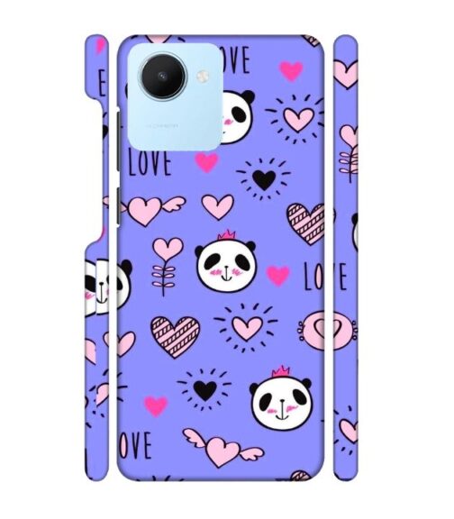 Love text with panda emoji Realme C30 Mobile Cover