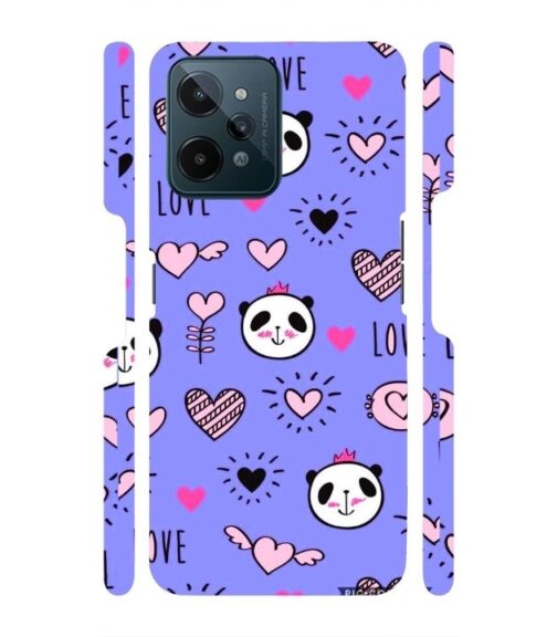 Love text with panda emoji Realme C31 Mobile Cover