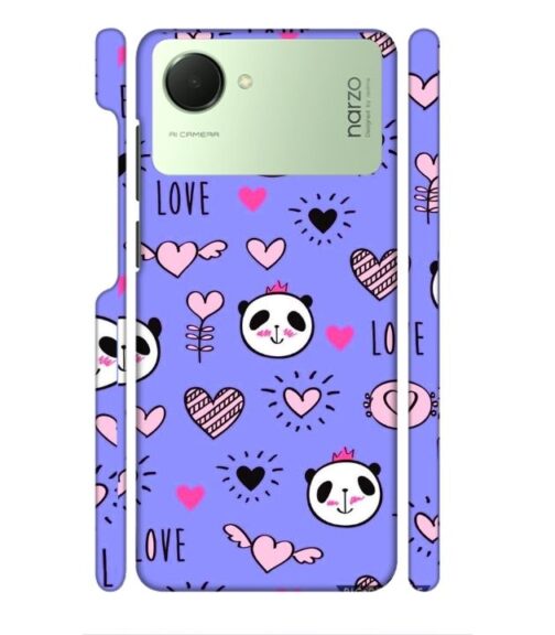 Love text with panda emoji Realme Narzo 50i Prime Mobile Cover