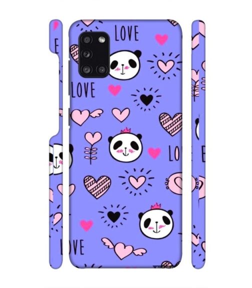 Love text with panda emoji Samsung Galaxy A31 Mobile Cover