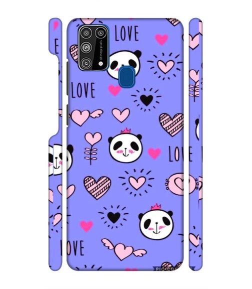 Love text with panda emoji Samsung Galaxy M31 Mobile Cover