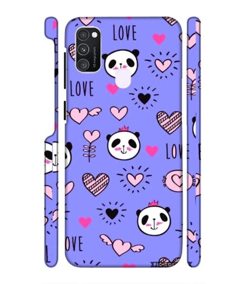Love text with panda emoji Samsung Galaxy M30 S Mobile Cover