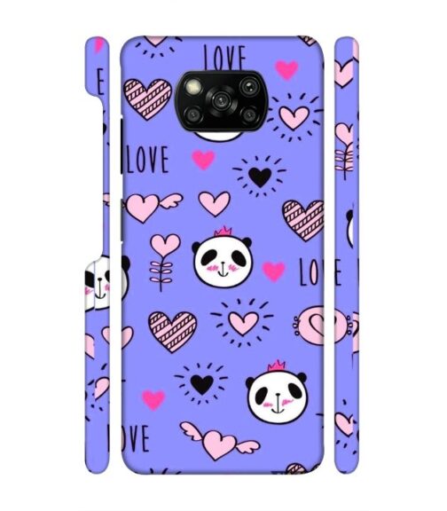 Love text with panda emoji Poco X3 Mobile Cover