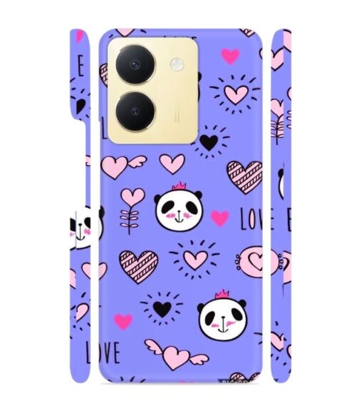 Love text with panda emoji Vivo Y27 Mobile Cover