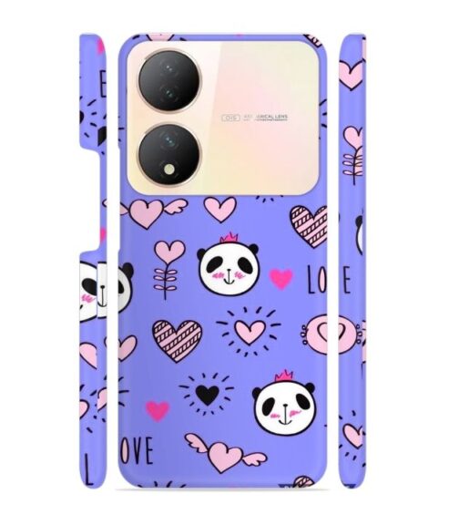 Love text with panda emoji Vivo Y100 (5G) Mobile Cover