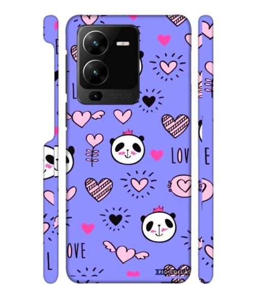 Love text with panda emoji Vivo Y35 Mobile Cover