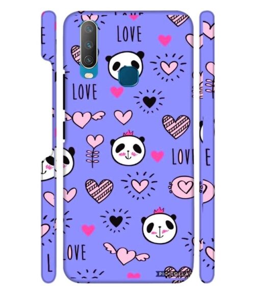 Love text with panda emoji Vivo Y19 Mobile Cover