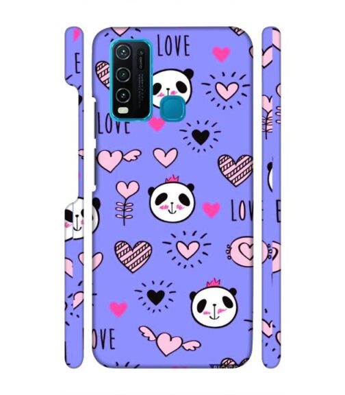 Love text with panda emoji Vivo Y30 Mobile Cover