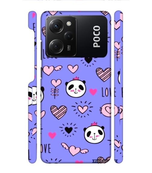 Love text with panda emoji Poco X5 Pro (5G) Mobile Cover