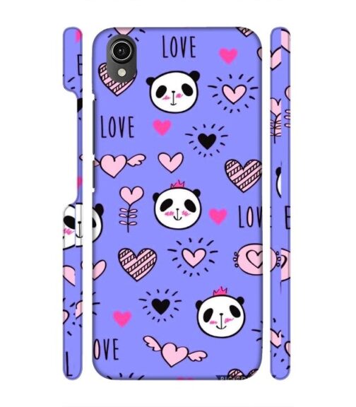 Love text with panda emoji Vivo Y90i Mobile Cover