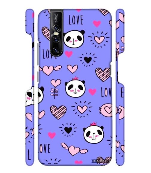 Love text with panda emoji Vivo V15 Pro Mobile Cover