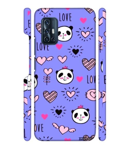 Love text with panda emoji Vivo V17 Mobile Cover