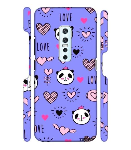 Love text with panda emoji Vivo V17 Pro Mobile Cover