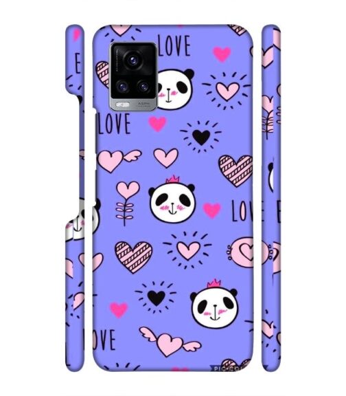 Love text with panda emoji Vivo V20 Pro Mobile Cover