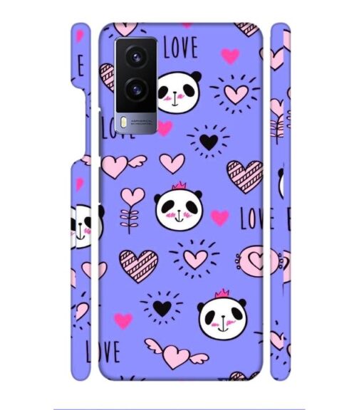 Love text with panda emoji Vivo V21 E Mobile Cover